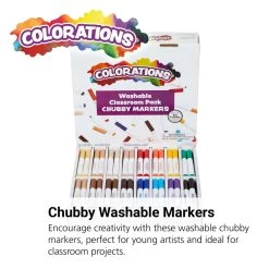 Colorations® Washable Classroom Value Pack Chubby Markers - Set Of 128 -Children School Supplies S1047960 0
