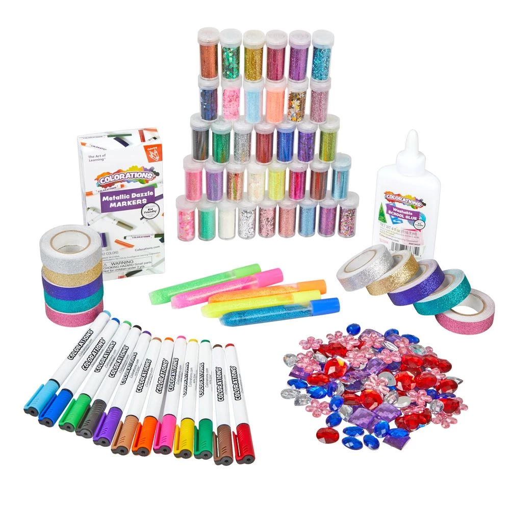 Colorations® Glitter & Shimmer Set - Decorating Supplies With BONUS Flower Jewels 1 Colorations® Glitter & Shimmer Set - Decorating Supplies With BONUS Flower Jewels