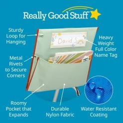 Really Good Stuff® Boho Chair Pocket Classic - Mint Chair Pocket With Clay Trim - Single -Children School Supplies S1065287 4