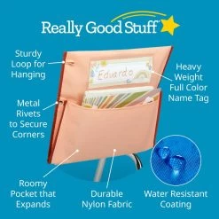 Really Good Stuff® Boho Chair Pocket Classic -Peach Chair Pocket With Clay Trim - Single -Children School Supplies S1065317 4