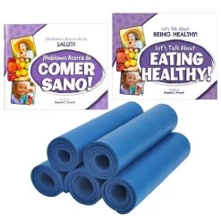 Excellerations® English & Spanish Healthy Book Set & Yoga Mats Kit - 8 Books 5 Mats