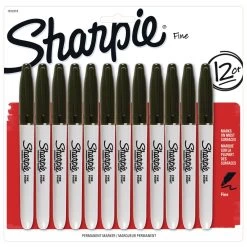 Sharpie® Black Permanent Fine-Tip Markers - Set Of 12