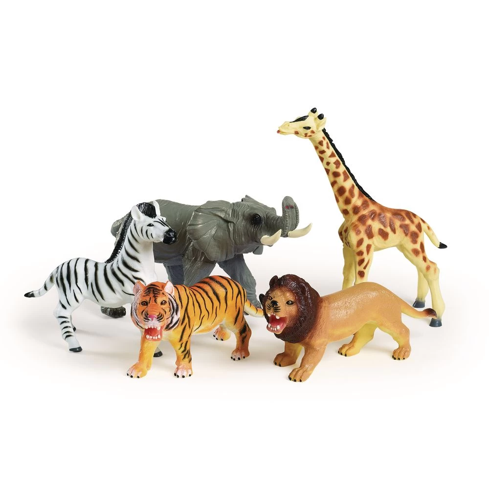 Discount School Supply® Jumbo Soft Jungle Animals - Set Of 5 1 Discount School Supply® Jumbo Soft Jungle Animals - Set Of 5
