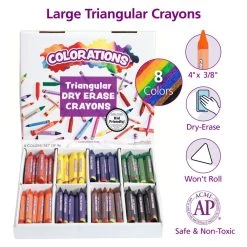 Colorations® Non-Roll Dry-Erase Crayon Classroom Value Pack - Set Of 96 -Children School Supplies S405842 1