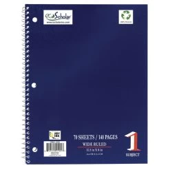 Spiral Notebook, 70 Sheets - Blue