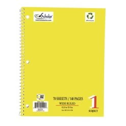 Spiral Notebook, 70 Sheets - Yellow