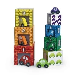 Melissa & Doug Nesting And Sorting Garages & Cars - 14 Pieces