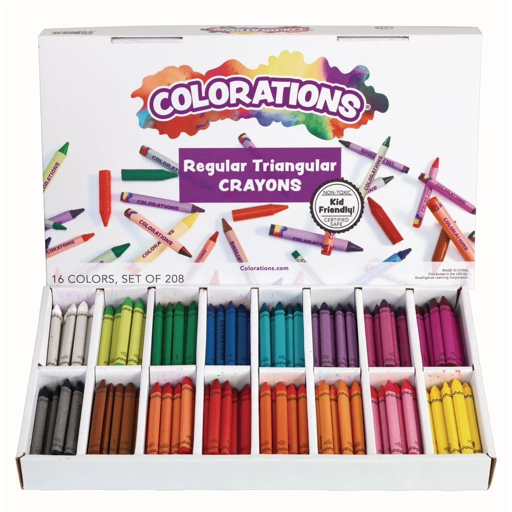 Colorations® Regular Size Triangular Crayons Value Pack - Set Of 208 1 Colorations® Regular Size Triangular Crayons Value Pack - Set Of 208