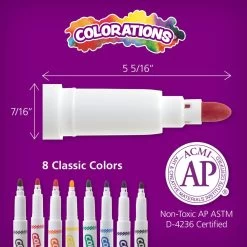 Colorations® Washable Classic Markers Classroom Value Pack Set Of 200 -Children School Supplies S664073 1