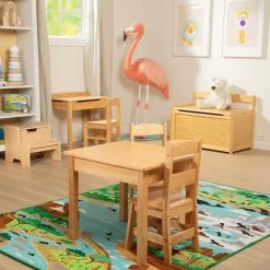 Melissa & Doug Wood Table And Chairs 3-Piece Set -Children School Supplies S695951 2