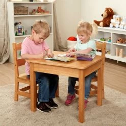 Melissa & Doug Wood Table And Chairs 3-Piece Set -Children School Supplies S695951 3