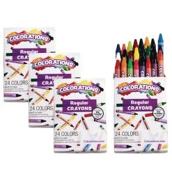 Colorations® Regular Crayons, Set Of 24 Colors, 4 Packs