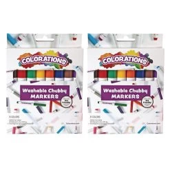 Colorations® Chubby Markers, 2 Packs Of 8 Markers, Total 16, 8 Colors