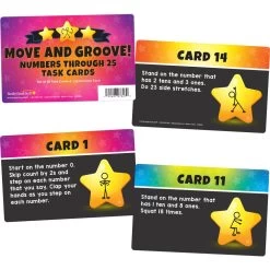 Really Good Stuff® Move And Groove! Numbers Through 25 Task Cards - Set Of 20