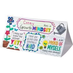 Really Good Stuff® Ready-To-Decorate® Growth Mindset Desktop Tents - Set Of 24