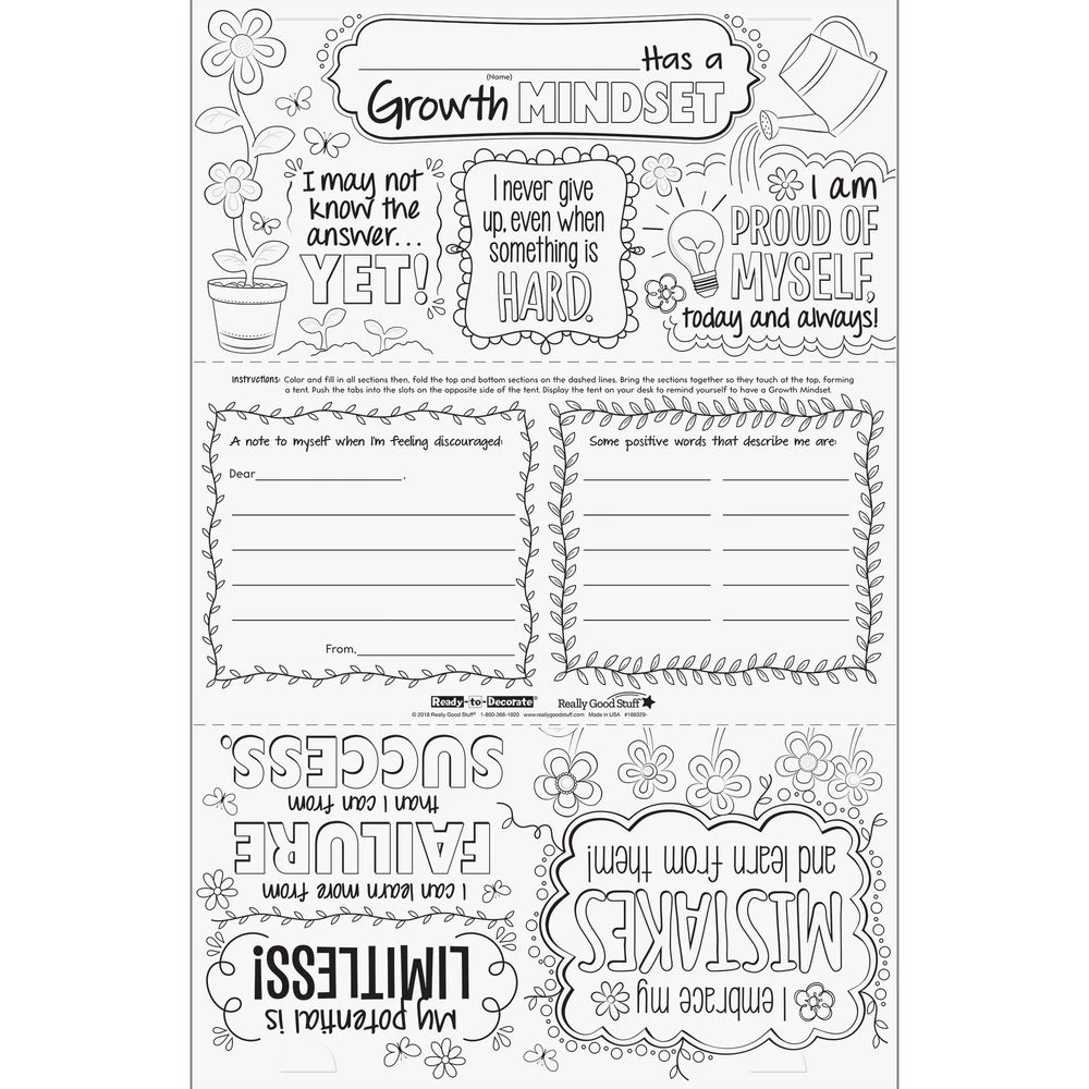 Really Good Stuff® Ready-To-Decorate® Growth Mindset Desktop Tents - Set Of 24 4 Really Good Stuff® Ready-To-Decorate® Growth Mindset Desktop Tents - Set Of 24 - Image 4