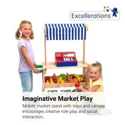 Excellerations Mobile Market Stand With Trays And Canopy -Children School Supplies S735785 1
