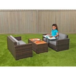 Excellerations® Outdoor Wicker Furniture 3-Piece Set (Preschool Height) -Children School Supplies S736623 3