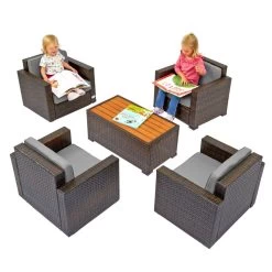 Excellerations® Outdoor Wicker Furniture 5-Piece Set (Preschool Height)