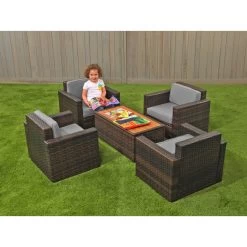 Excellerations® Outdoor Wicker Furniture 5-Piece Set (Preschool Height) -Children School Supplies S736625 1