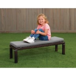 Excellerations® Outdoor Wicker Bench (Preschool Height) -Children School Supplies S739382 1