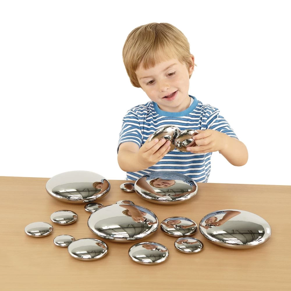 Mirrored Stacking Pebbles Silver - 20 Pack 3 Mirrored Stacking Pebbles Silver - 20 Pack - Image 3