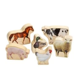 Excellerations® Wooden Photo Blocks Farm Animals - Set Of 6