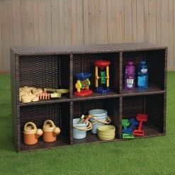 Excellerations® Indoor-Outdoor Wicker-Look Storage Shelf With 6 Cubbies -Children School Supplies S779298 2