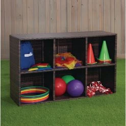 Excellerations® Indoor-Outdoor Wicker-Look Storage Shelf With 6 Cubbies -Children School Supplies S779298 3