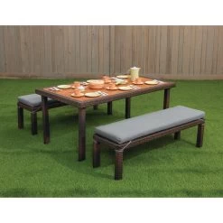 Excellerations® Outdoor Wicker Dining Set, 3-Piece Set With Table And 2 Benches (Preschool Height) -Children School Supplies S779303 2