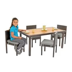 Excellerations® Outdoor Wicker Dining Set, 5-Piece Set With Table And 4 Chairs (Preschool Height) -Children School Supplies S779304 2