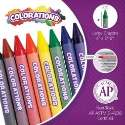 Colorations® Large Crayons - 8 Colors, 12 Sets -Children School Supplies S782487 1
