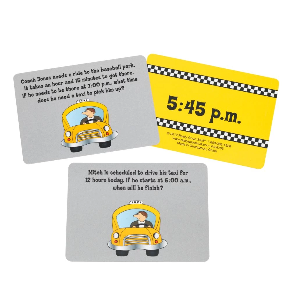 Really Good Stuff® Elapsed Time Taxi Numeracy Center With Storage Bag - Grab And Go Learning Pack - Children Master Elapsed-Time Questions - Grades 3-5 3 Really Good Stuff® Elapsed Time Taxi Numeracy Center With Storage Bag - Grab And Go Learning Pack - Children Master Elapsed-Time Questions - Grades 3-5 - Image 3
