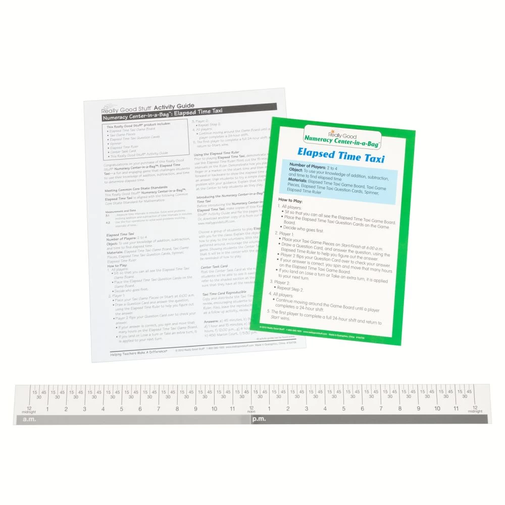 Really Good Stuff® Elapsed Time Taxi Numeracy Center With Storage Bag - Grab And Go Learning Pack - Children Master Elapsed-Time Questions - Grades 3-5 5 Really Good Stuff® Elapsed Time Taxi Numeracy Center With Storage Bag - Grab And Go Learning Pack - Children Master Elapsed-Time Questions - Grades 3-5 - Image 5
