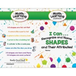 Math Learning Journals™ - I Can Recognize And Name Shapes And Their Attributes! - 24 Journals -Children School Supplies S811288 1