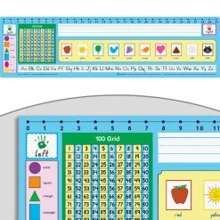 Zaner-Bloser 100 Grid With Number Line Self-Adhesive Deluxe Plastic Desktop Helpers™ - Set Of 24