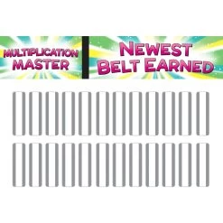 Math Facts Karate System Multiplication Tables Through 12 - 1 Pocket Chart, 13 Cards -Children School Supplies S811498 4