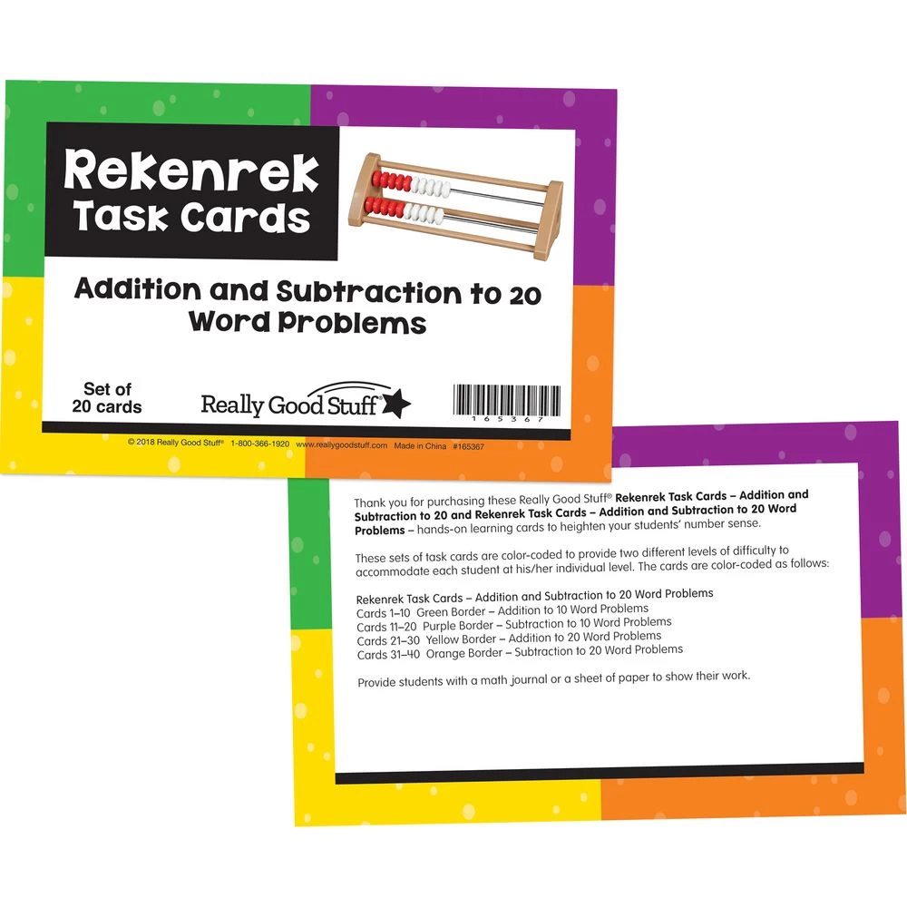 Rekenrek Task Cards - Addition And Subtraction To 20 Word Problems - 21 Cards 3 Rekenrek Task Cards - Addition And Subtraction To 20 Word Problems - 21 Cards - Image 3