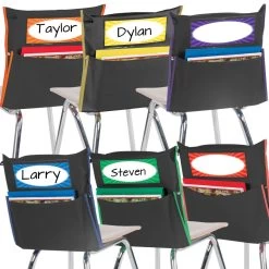 Grouping Chair Pockets Black - 24 Pack - 6 Group Colors