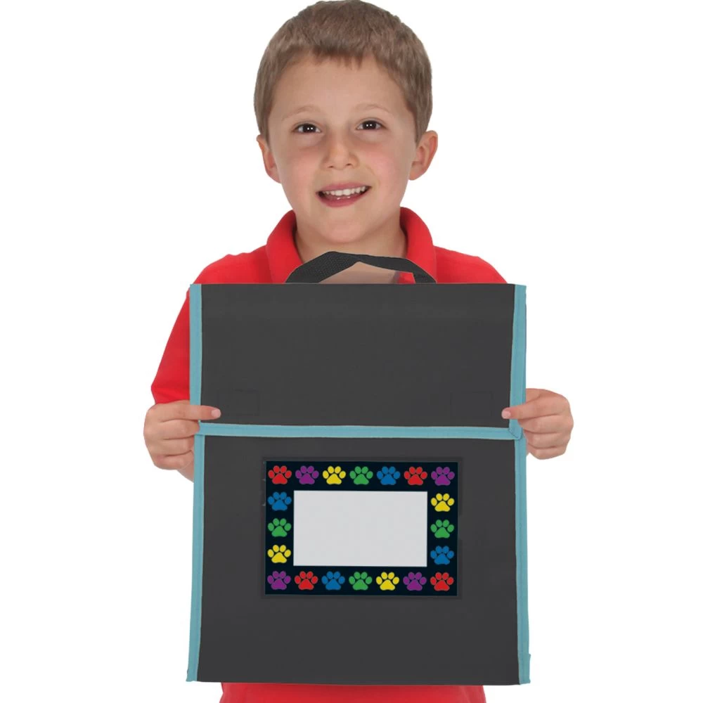 Paw Prints Book Pouches And Labels - Black With Neon Trim - Set Of 12 2 Paw Prints Book Pouches And Labels - Black With Neon Trim - Set Of 12 - Image 2