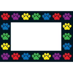 Paw Prints Book Pouches And Labels - 6 Colors - Set Of 12 -Children School Supplies S811760 2