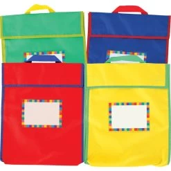 Store More® Large Book Pouches And Labels - Primary Colors - Set Of 12