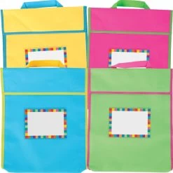 Store More® Large Book Pouches And Labels - Neon Colors - Set Of 12