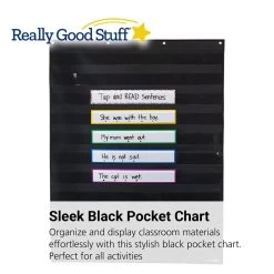 Large Rectangle Pocket Chart Black - 1 Pocket Chart -Children School Supplies S811902 1
