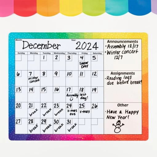 Really Good Stuff® Magnetic Dry Erase Calendar - 1 Calendar -Children School Supplies S812054