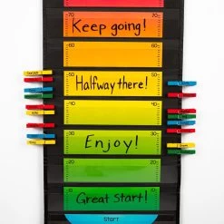 Goal Thermometer Pocket Chart Cards And Clothespins Kit - 1 Pocket Chart, 14 Cards, 36 Clothespins -Children School Supplies S812077 3