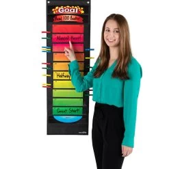 Goal Thermometer Pocket Chart Cards And Clothespins Kit - 1 Pocket Chart, 14 Cards, 36 Clothespins -Children School Supplies S812077 5