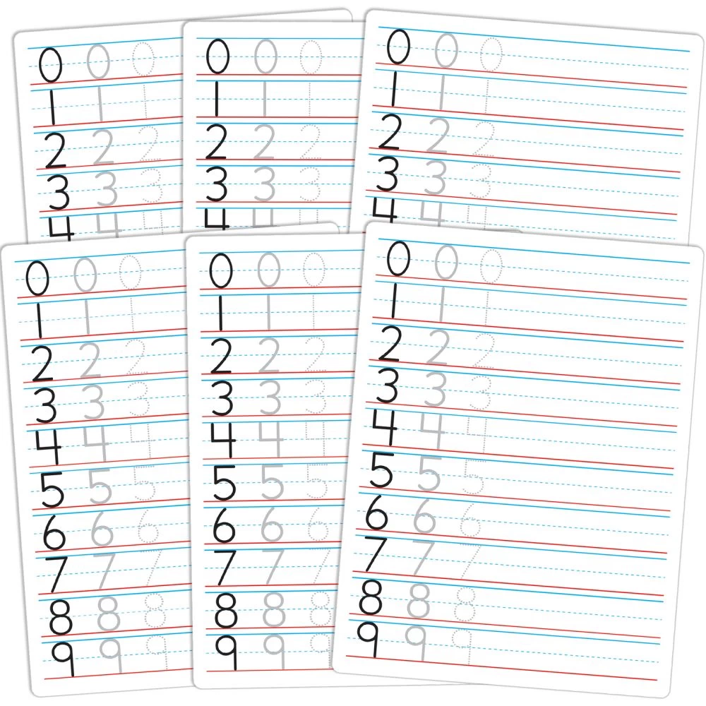 Numbers And Shapes, Non-Magnetic, 2-Sided Dry Erase Boards Set Of 6 1 Numbers And Shapes, Non-Magnetic, 2-Sided Dry Erase Boards Set Of 6