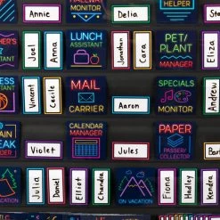 Classroom Jobs Pocket Chart Cards Neon - 73 Cards -Children School Supplies S812645 4