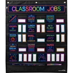 Classroom Jobs Pocket Chart And Cards Neon - 1 Pocket Chart, 73 Cards -Children School Supplies S812694 3